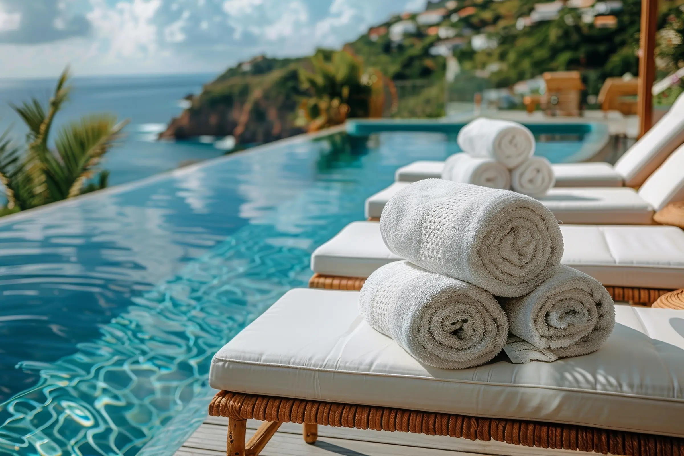 Pool and waterfront view